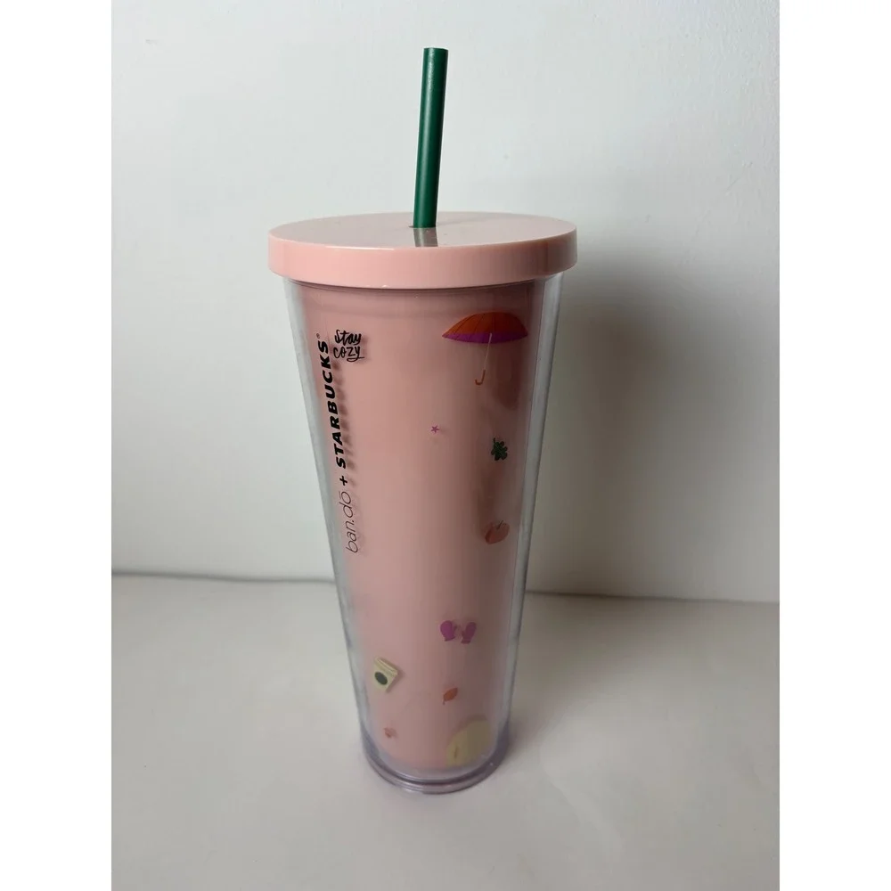Starbucks‎ ban.do Fall Sweater Weather Pink Cold Cup Tumbler 24oz 2021 Limited